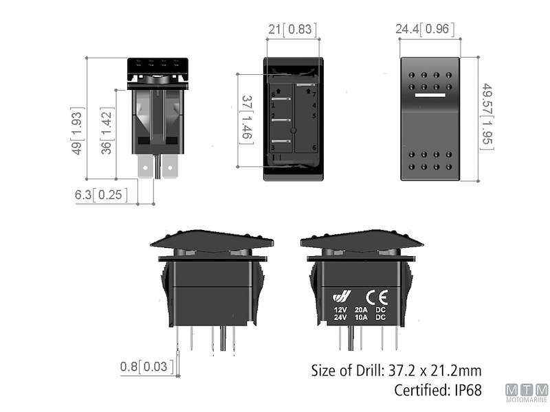 Interruttore Impermeabile IP68 White LED