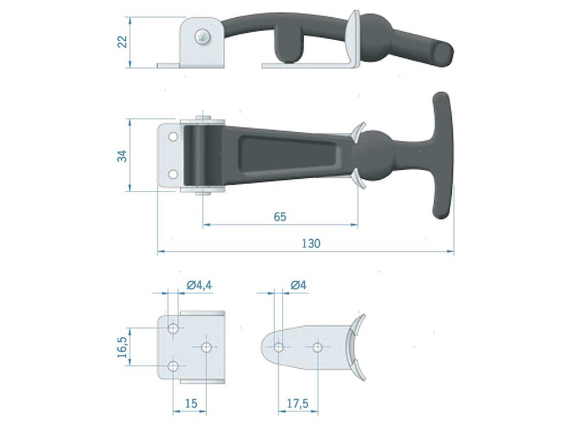 CHIUSURA LEVA ROCA 130X34MM RUBBER 