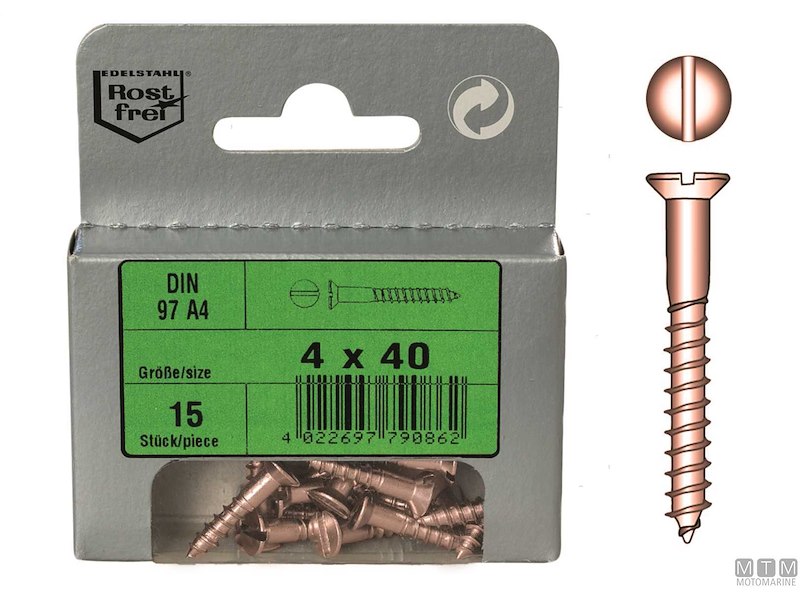 Viti Legno Testa Piana Svasata in Bronzo DIN 97