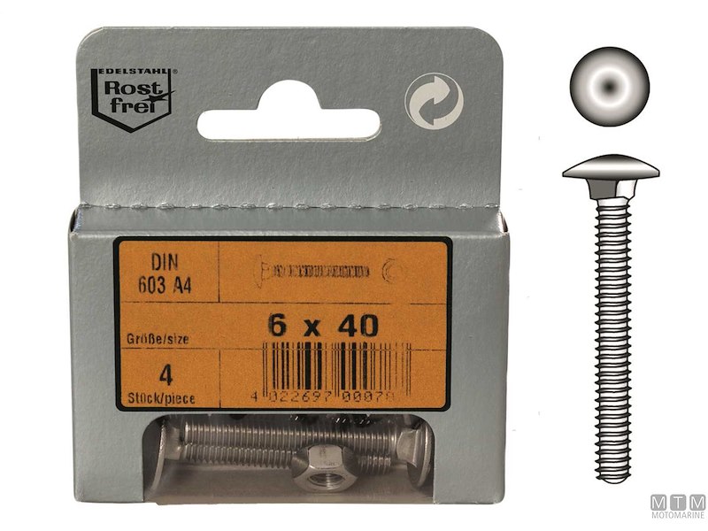 Viti Metriche Legno Testa a Fungo DIN 603 Inox