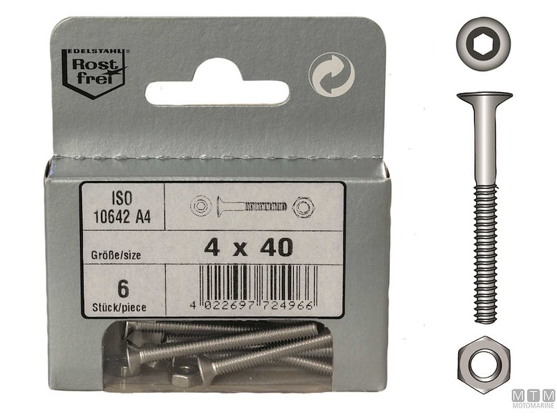 Viti Testa Svasata Piana con Cava Esagonale ISO 10642 + Dadi