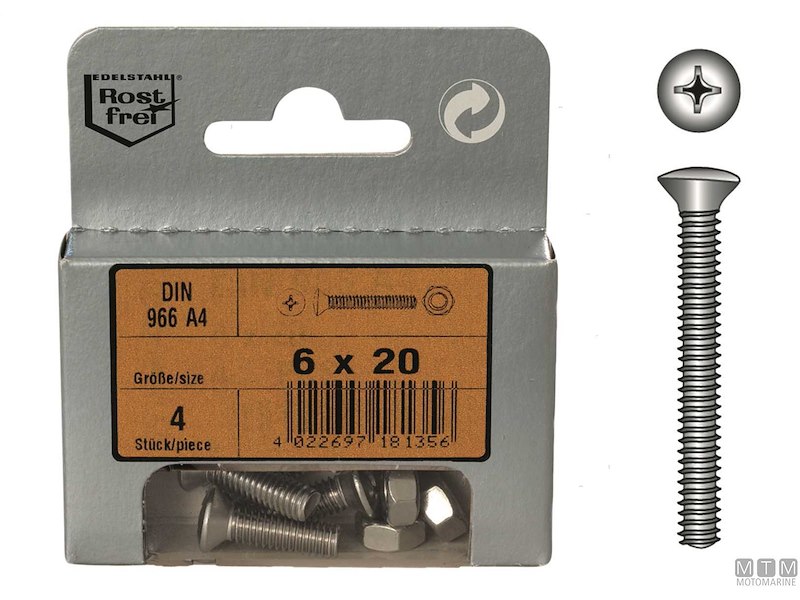 Viti Testa Svasata con Calotta DIN 966 + Dadi