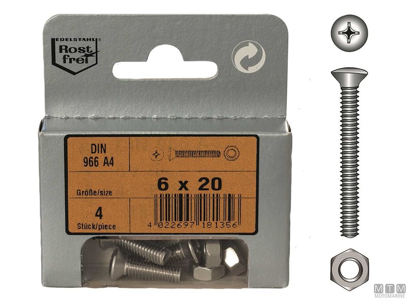 Viti Testa Svasata con Calotta DIN 966 + Dadi