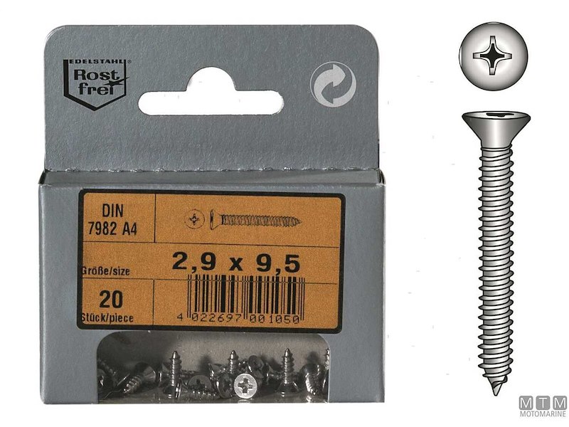 Viti Autofilettanti Testa Svasata Piana DIN 7982