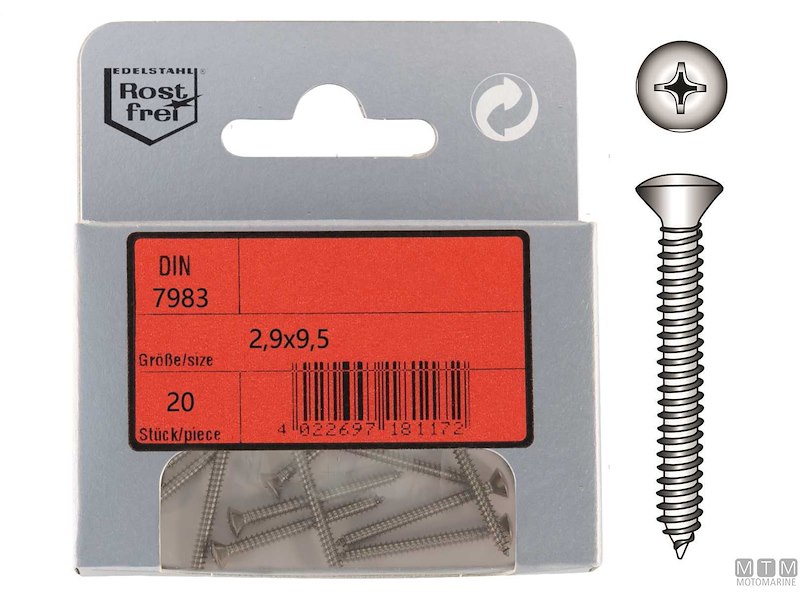 Viti Autofilettanti Testa Svasata con Calotta DIN 7983