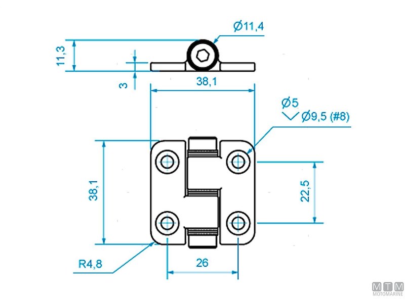 CERNIERA FRENATA ROCA INOX 38X38 