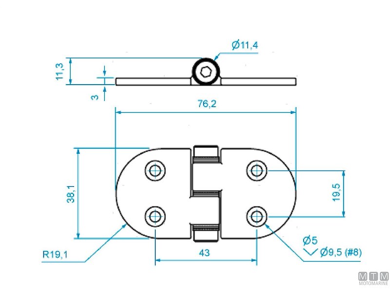 CERNIERA FRENATA ROCA INOX 38X76 