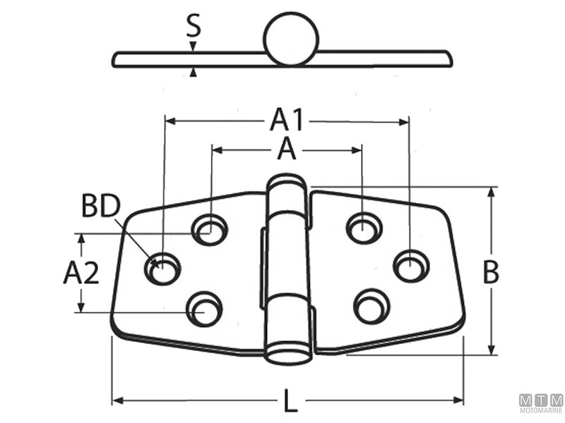 CERNIERA FRENATA MT INOX 76X42 