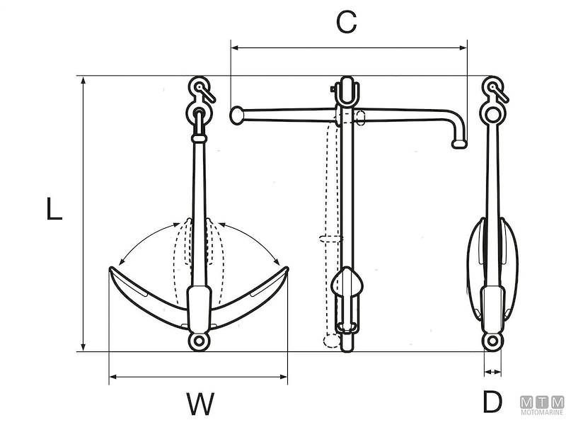 Ancora Ammiragliato Pieghevole in Acciaio Zincato