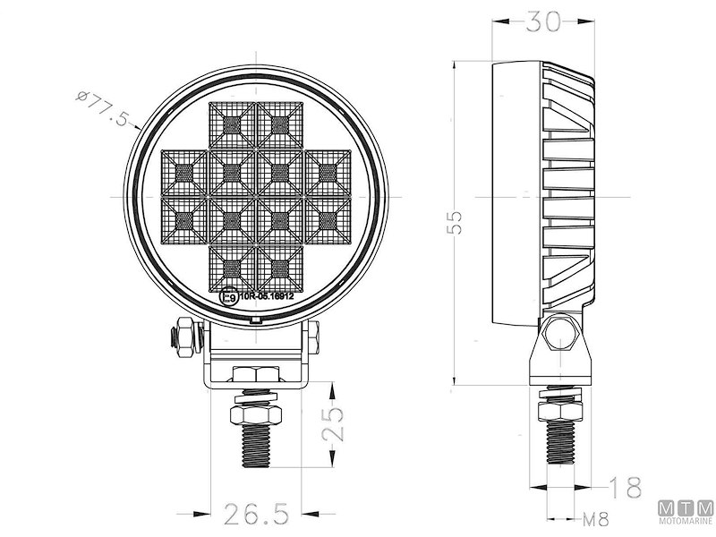 FARO DECK NERO D90 1200LM FLD + BASE 