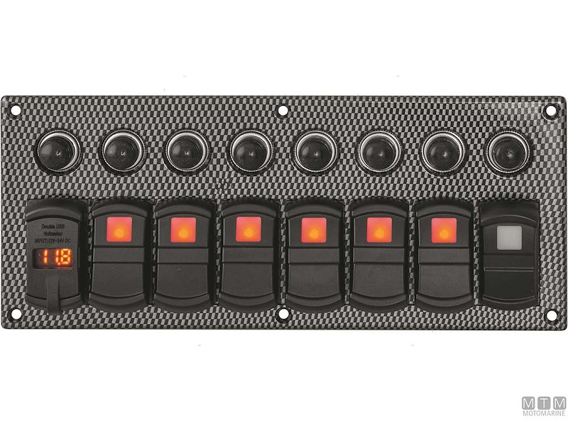 Pannello Carbon con Interruttori Basculanti e Valvole
