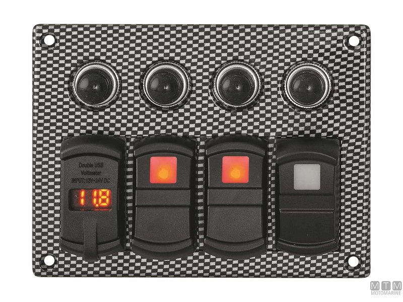 Pannello Carbon con Interruttori Basculanti e Valvole