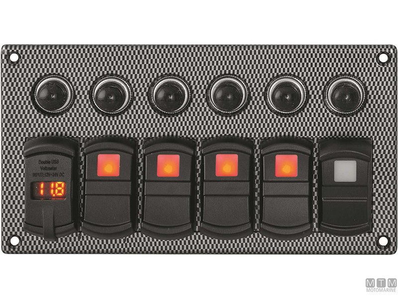 Pannello Carbon con Interruttori Basculanti e Valvole