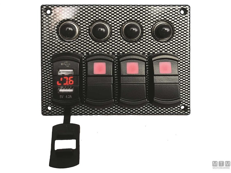 Pannello Carbon con Interruttori Basculanti e Valvole