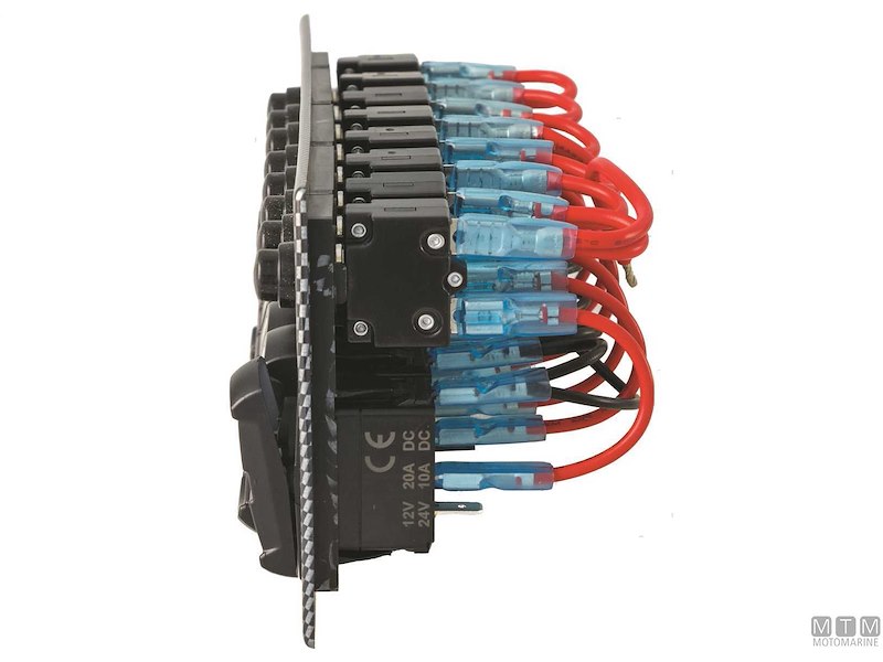 Pannello Carbon con Interruttori Basculanti e Valvole