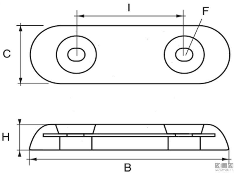 ANODO A PIASTRA OVIN L325MM IN ZINCO
