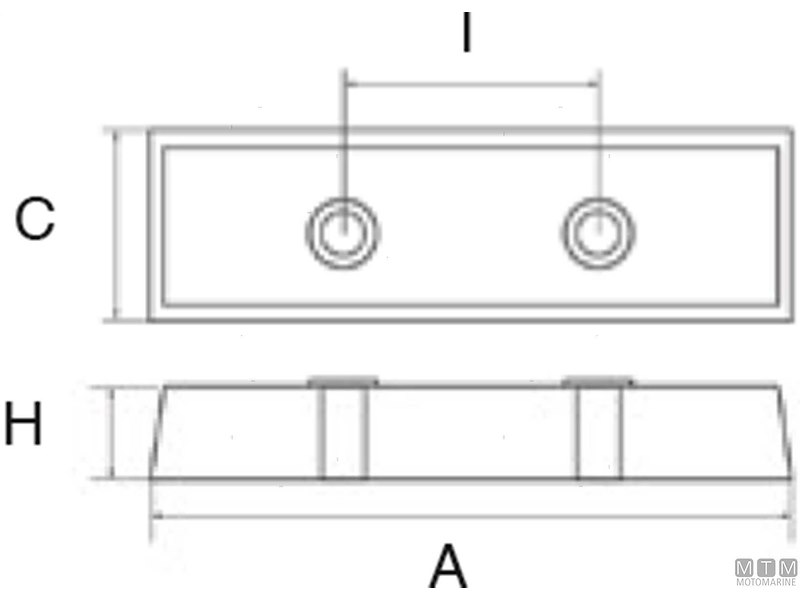 ANODO A PIASTRA RETTANGOLARE PER FLAP BENNET L95MM IN ZINCO 