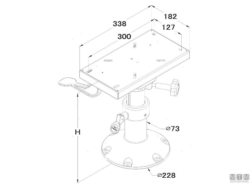 SUPPORTO SEDILE MANUALE H350/470MM IN ALLUMINIO
