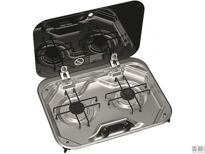 FORNELLO A GAS 2 FUOCHI CON COPERCHIO DOMETIC PI8022 INOX 18/8